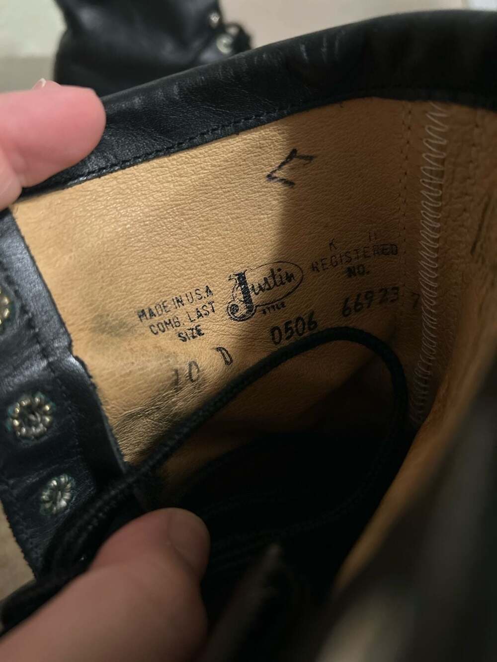 Vintage Justin Lace-Up Leather Work Combat Boots, Style 0506, Made in USA - Picture 6 of 6